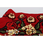 Dolce & Gabbana Red Silk Crystal Roses Shorts SIG20120-3