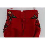 Dolce & Gabbana Red Silk Crystal Roses Shorts SIG20120-3