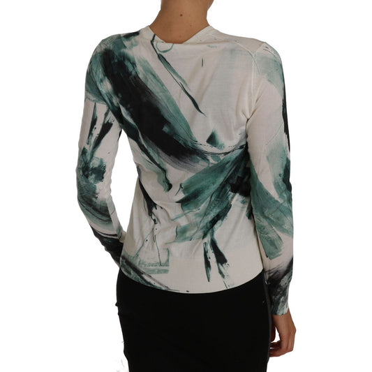 Dolce & Gabbana Elegant White Silk Lightweight Cardigan Dolce & Gabbana Slate Gray