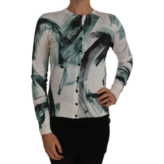 Dolce & Gabbana Elegant White Silk Lightweight Cardigan Dolce & Gabbana Dark Slate Gray