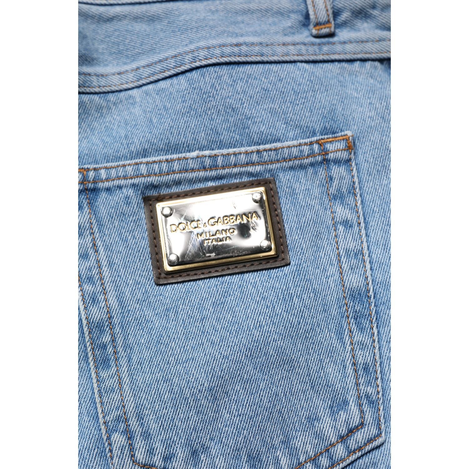 Dolce & Gabbana Blue Cotton Skinny Men Denim Mid Waist Jeans