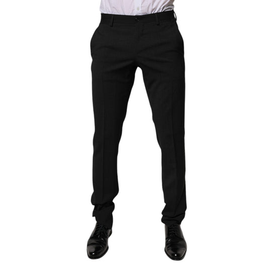 Dolce & Gabbana Black Polyester Tapered Formal Men Dress Pants
