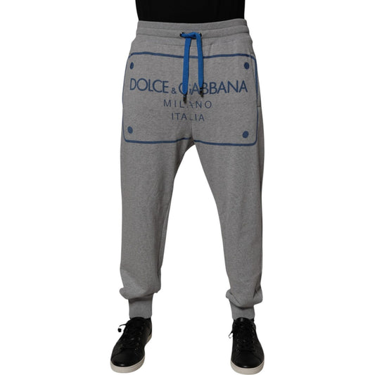 Dolce & Gabbana Gray Logo Cotton Men Jogger Sweatpants Pants PAN76005-48