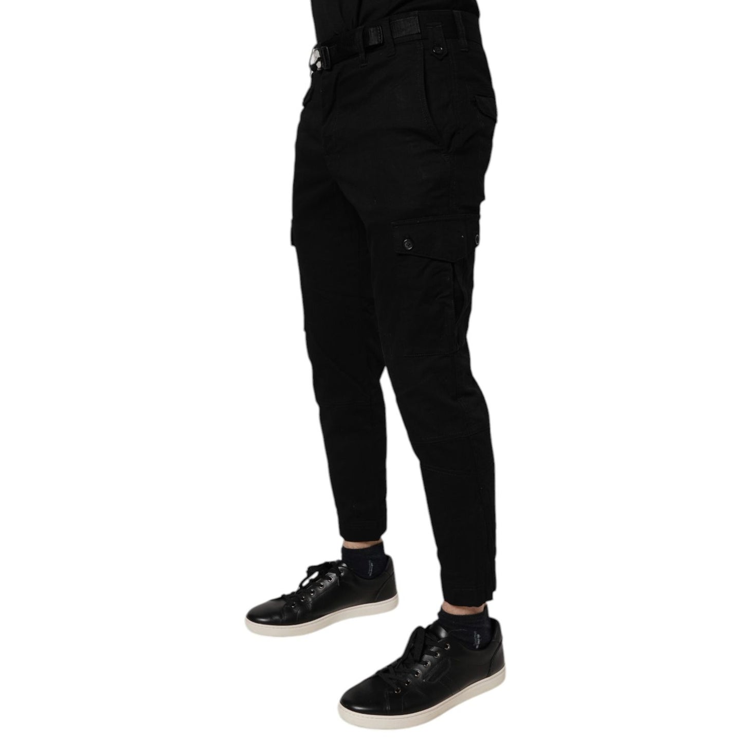 Dolce & Gabbana Black Cotton Stretch Skinny Cargo Denim Jeans