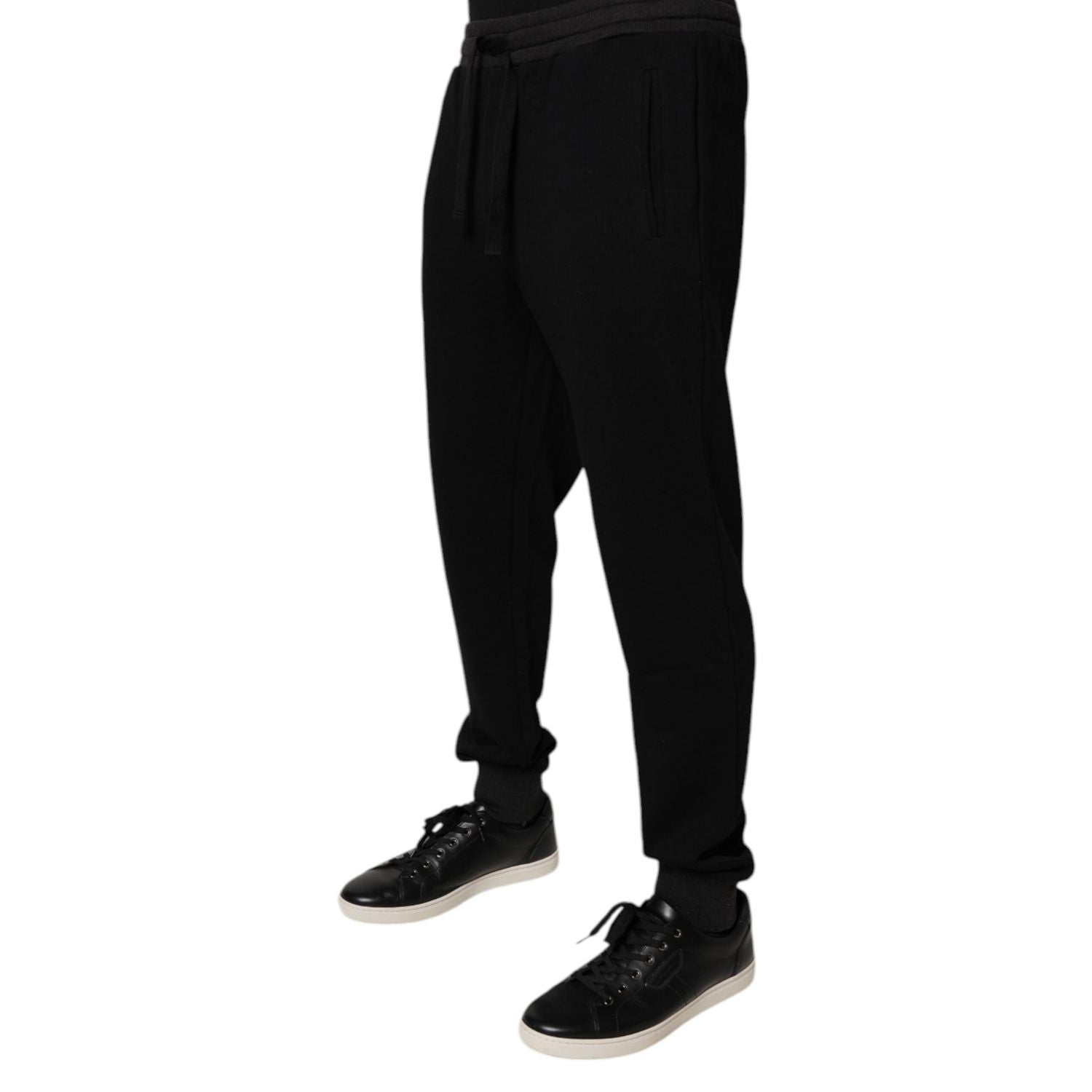Dolce & Gabbana Black Logo Men Jogger Cotton Sweatpants Pants