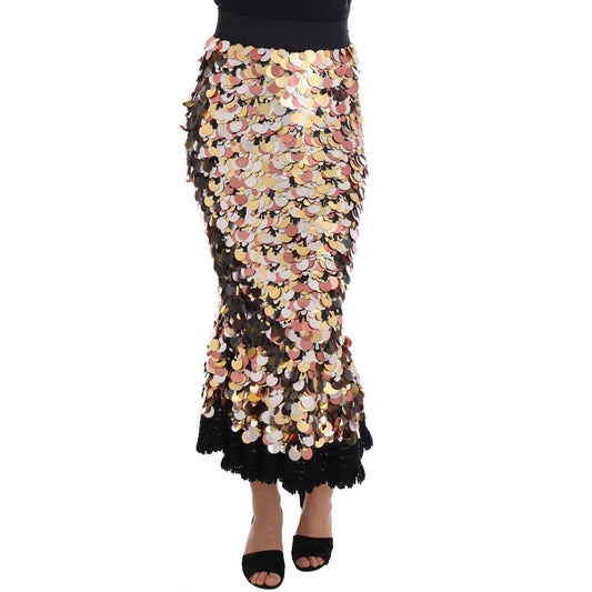 Dolce & Gabbana Sequin Embellished High-Waist Pencil Skirt Dolce & Gabbana Tan