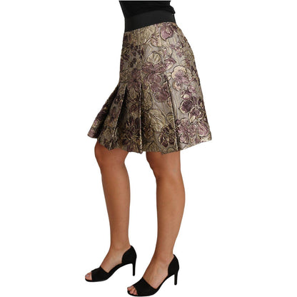 Dolce & Gabbana A-Line Mini Floral Print Jaquard Skirt Skirt