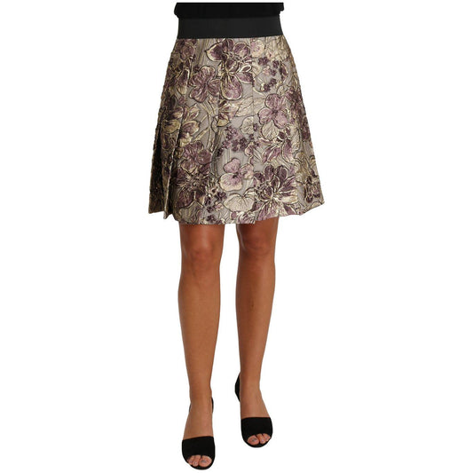 Dolce & Gabbana Floral Jacquard A-Line Skirt Delight Skirt Dolce & Gabbana Dim Gray