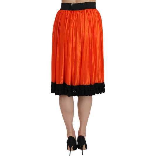 Dolce & Gabbana High-Waist Black & Orange Knee-Length Skirt Dolce & Gabbana Chocolate