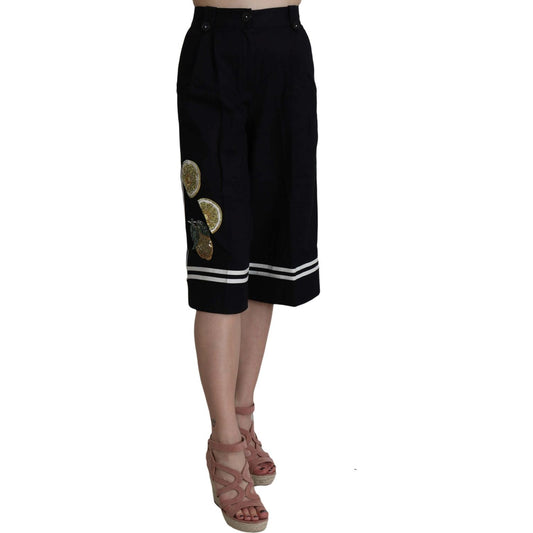 Dolce & Gabbana Elegant High Waist Black Cotton Pants Jeans & Pants Dolce & Gabbana Rosy Brown