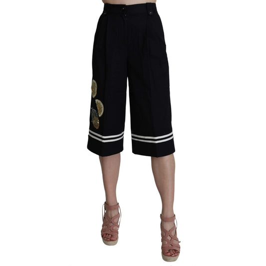 Dolce & Gabbana Elegant High Waist Black Cotton Pants Jeans & Pants Dolce & Gabbana Rosy Brown