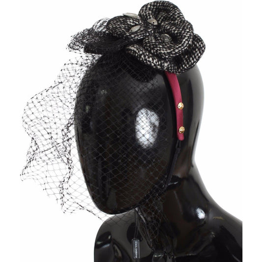 Dolce & Gabbana Pink Silk Crystal-Studded Headband Diadem Dolce & Gabbana Black
