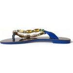Dolce & Gabbana Blue Crystals Flats Sandals Beachwear Shoes