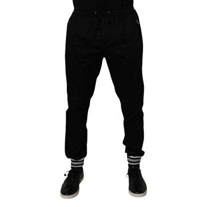 Dolce & Gabbana Black Cotton Stretch Jogger Sweatpants Pants