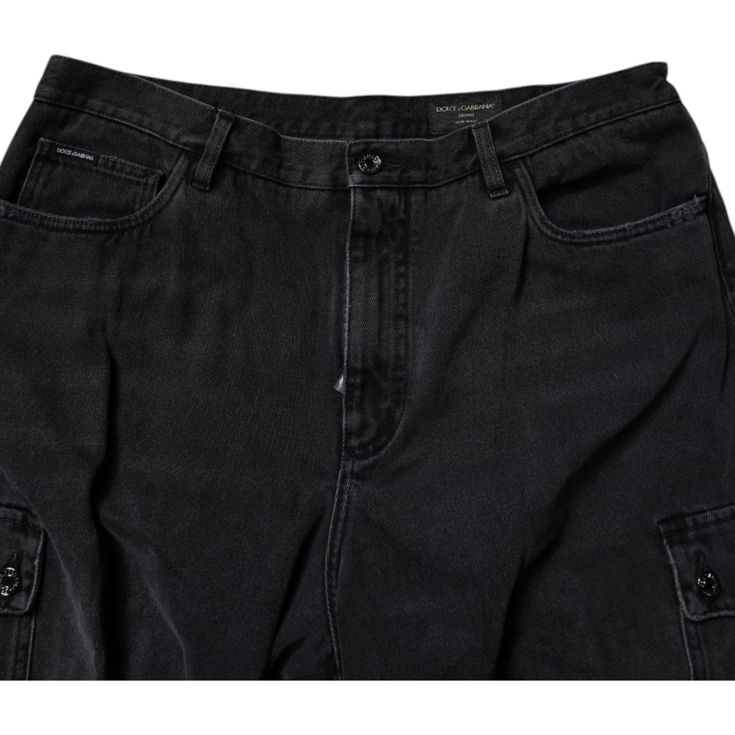 Dolce & Gabbana Black Cotton Cargo Denim Men Bermuda Shorts