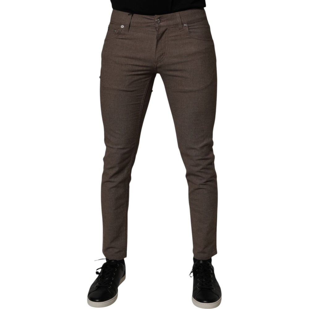 Dolce & Gabbana Brown Cotton Stretch Chino Pants