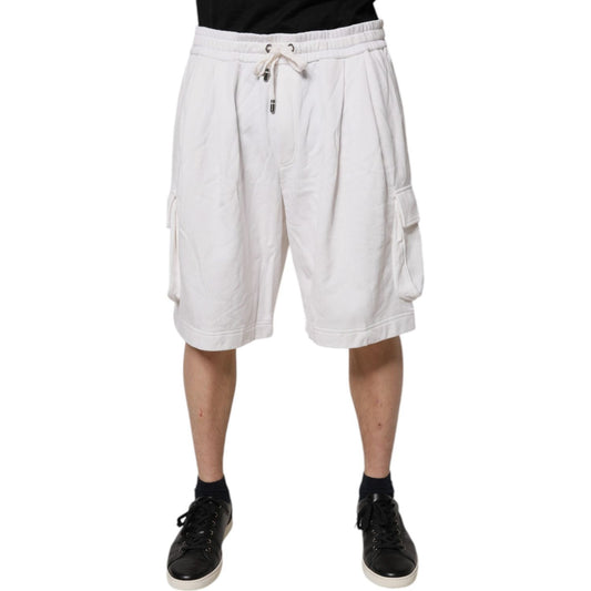 Dolce & Gabbana White Cotton Cargo Bermuda Sweatshorts Shorts PAN75754-56