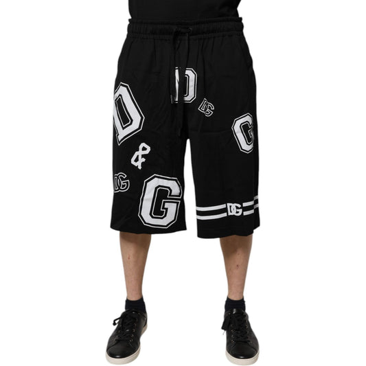 Dolce & Gabbana Black Logo Cotton Bermuda Sweatshorts Shorts PAN76173-54