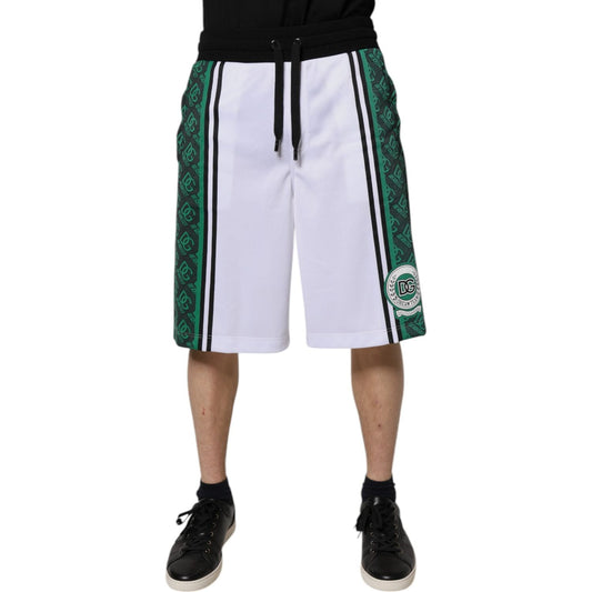 Dolce & Gabbana White Green Men Jersey Sweatshorts Shorts PAN76183-48
