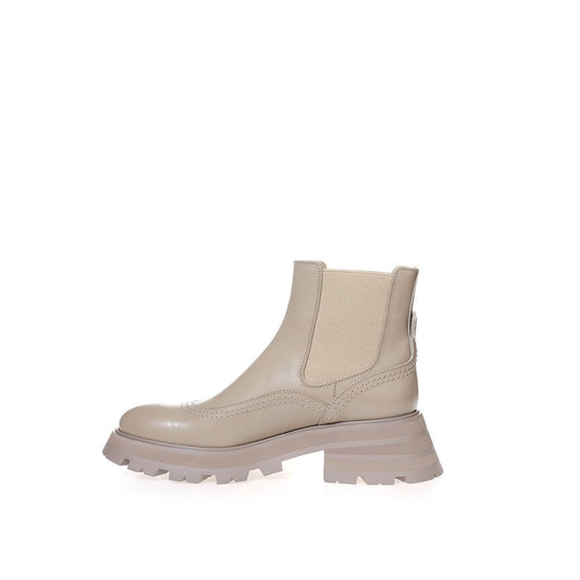 Alexander McQueen Alexander McQueen Chic Gray Leather Boots for Elegant Steps AL-18966220011147-EU37.5/US7.5