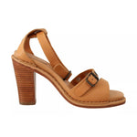 See By Chloé Brown Leather Studded Ankle Strap Sandals Shoes