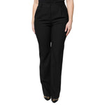 Dolce & Gabbana Black Wool High Waist Boot Cut Dress Pants PAN75975-40
