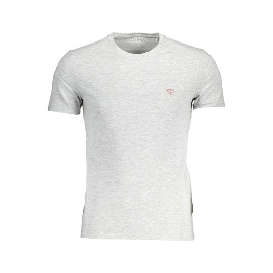 Gray Guess Jeans men's t-shirt with crew neck and logo, made of 95% cotton and 5% elastane for comfort and style.