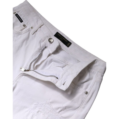 Dolce & Gabbana White Cotton High Waist Skinny Denim Jeans