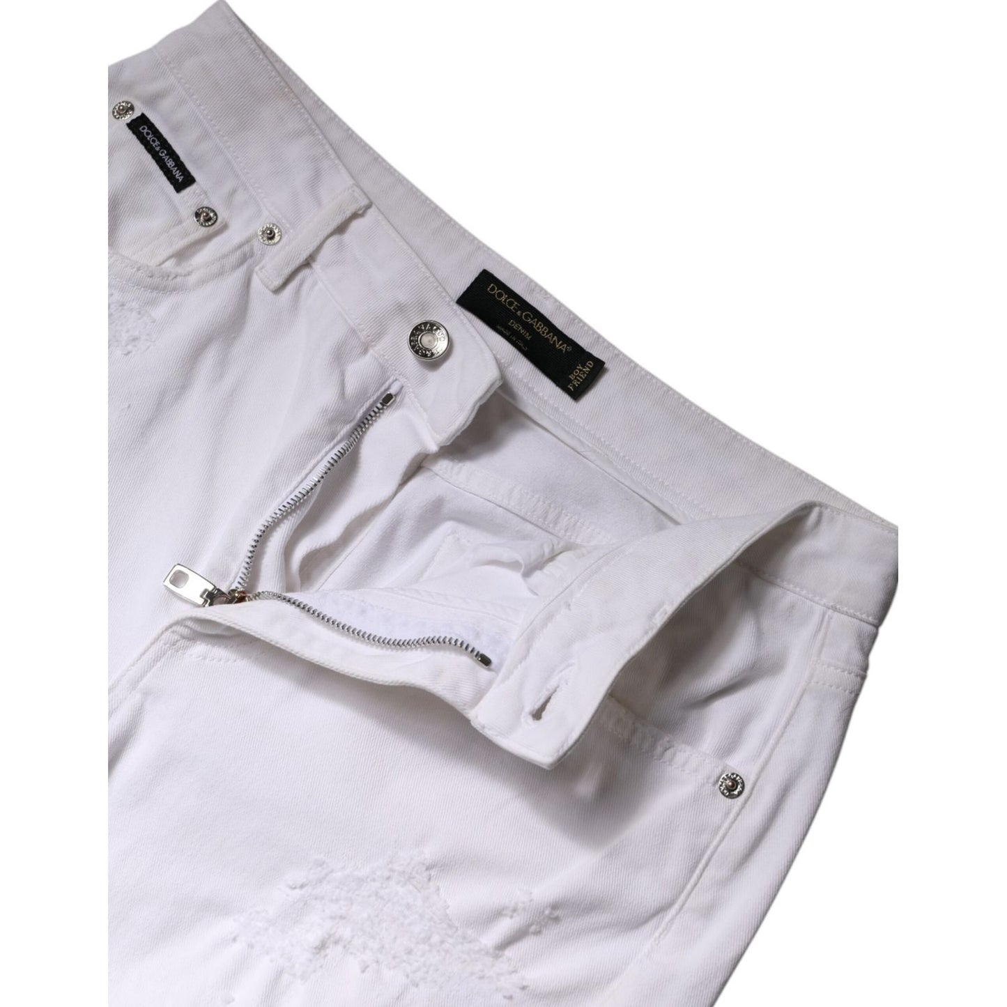 Dolce & Gabbana White Cotton High Waist Skinny Denim Jeans
