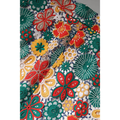 Dolce & Gabbana Multicolor Floral Lace High Waist Mini Skirt