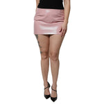 Dolce & Gabbana Glossy Pink Cotton High Waist Mini Skirt