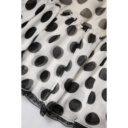 Dolce & Gabbana White Black Polka Dots Knee Length Skirt