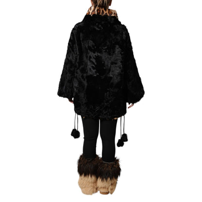 Dolce & Gabbana Black Lamb Fur Short Women Coat Jacket
