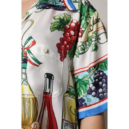Dolce & Gabbana Multicolor Short Sleeve Silk Food Shirt Top