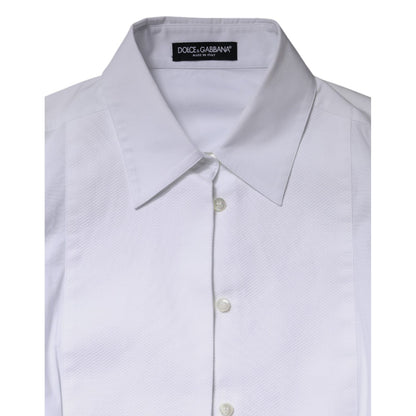Dolce & Gabbana White Cotton Dress Collared Dress Shirt Top