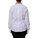 Dolce & Gabbana White Embellished Collared Dress Shirt Top
