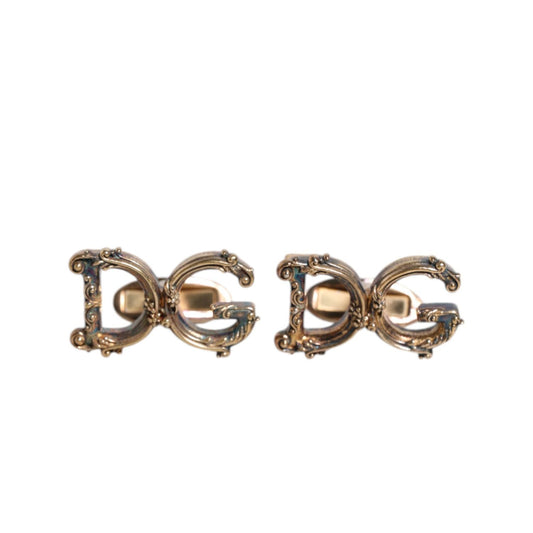 Dolce & Gabbana Gold Tone 925 Sterling Silver DG Logo Accessory Cufflink SMY10437