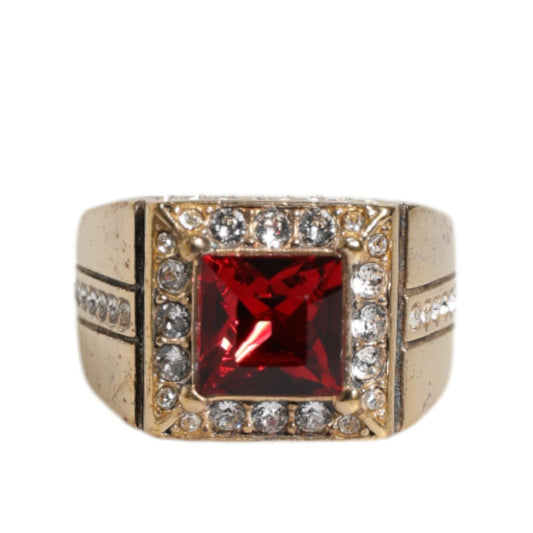 Dolce & Gabbana Gold Tone Sterling Silver 925 Crystals Ring SMY10438-58