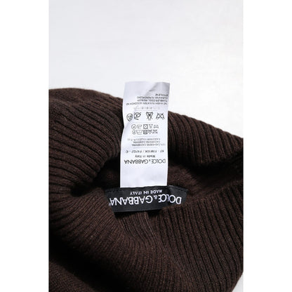 Dolce & Gabbana Brown Cashmere Knitted Neck Warmer Foulard Scarf