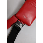 Dolce & Gabbana Red Calfskin Logo Purse Phone Belt Waist Bag BAG4298