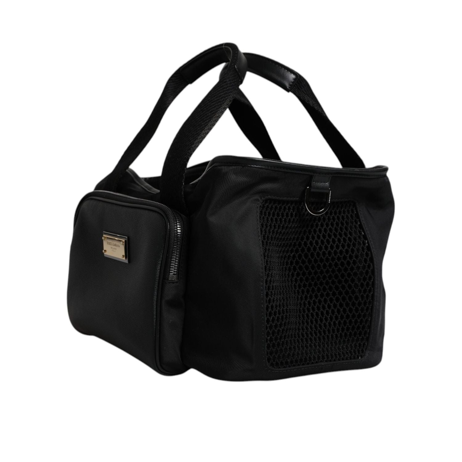 Front view with bag zipped and handles upright.