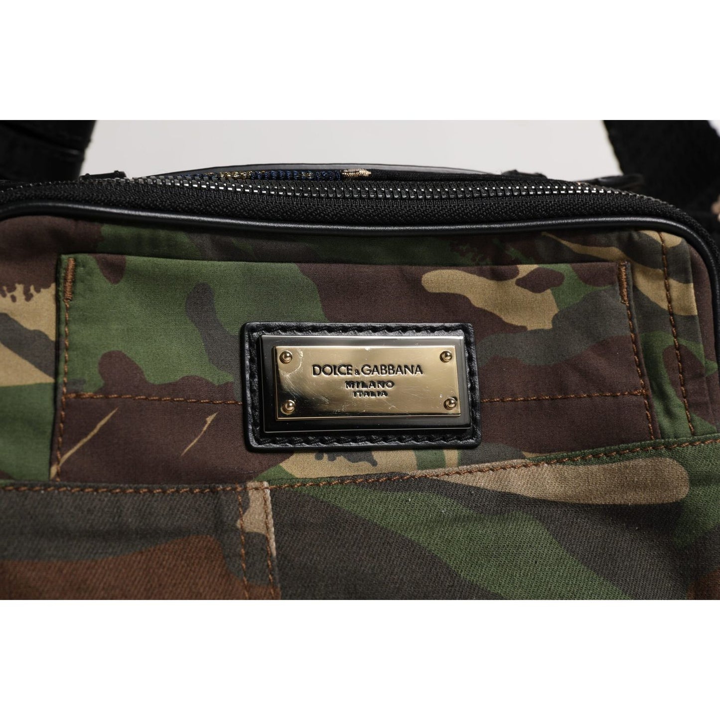 Dolce & Gabbana Multicolor Camouflage Patchwork Logo Waist Fanny Pack Bag