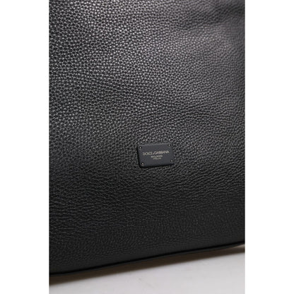 Dolce & Gabbana Black Calfskin Leather Hand Shoulder Duffle Bag