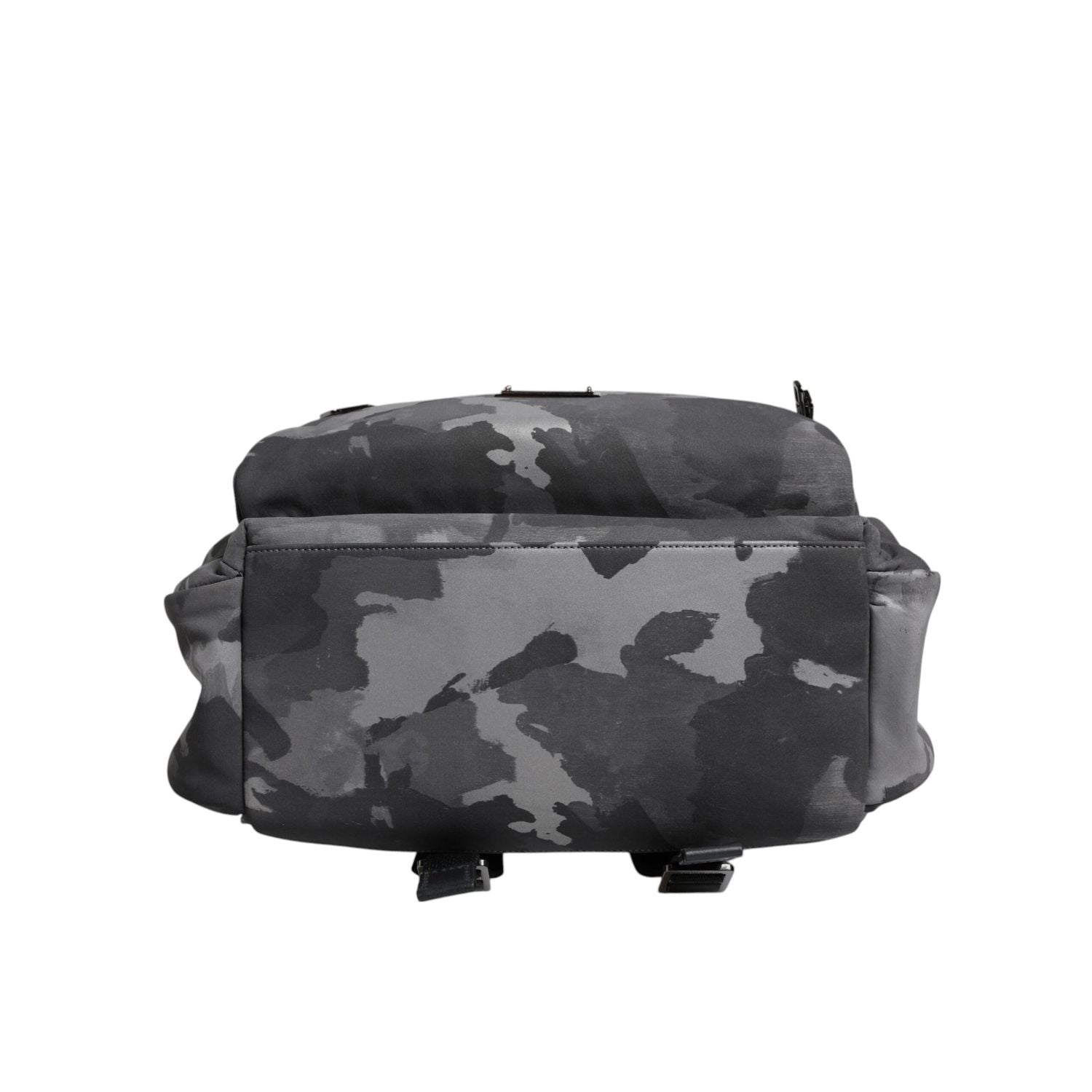 Dolce & Gabbana Gray Cotton Camouflage Logo Plaque Backpack Bag