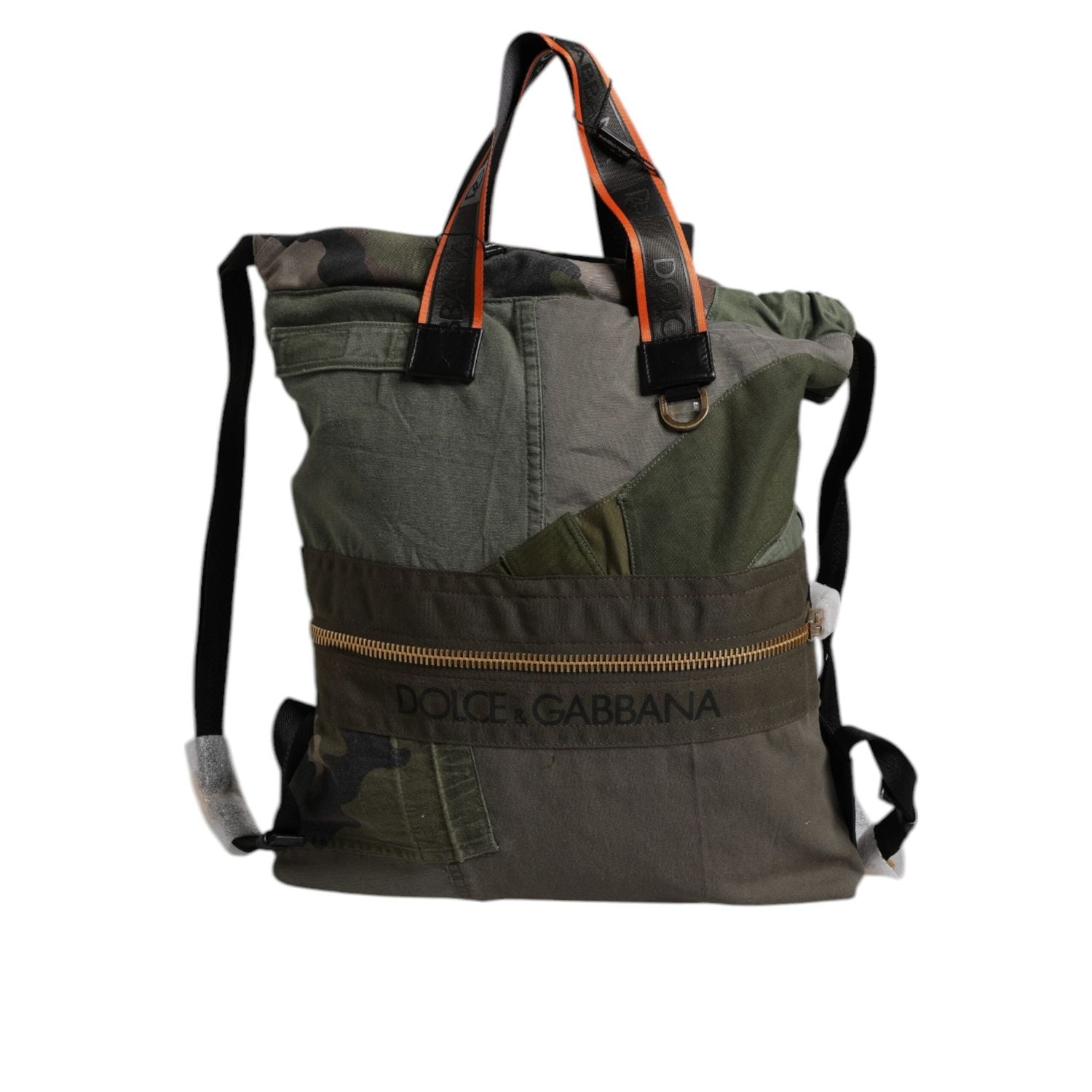 Dolce & Gabbana Military Green Patchwork Rucksack Backpack Bag