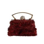 Dolce & Gabbana Red Gold Chain VANDA Tinsel Crystals Evening Clutch Bag