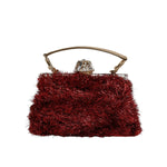Dolce & Gabbana Red Gold Chain VANDA Tinsel Crystals Evening Clutch Bag
