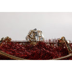 Dolce & Gabbana Red Gold Chain VANDA Tinsel Crystals Evening Clutch Bag