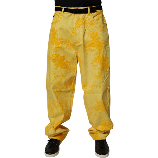 Dolce & Gabbana Yellow Tie Dye Cotton Straight Denim Jeans PAN75140-50