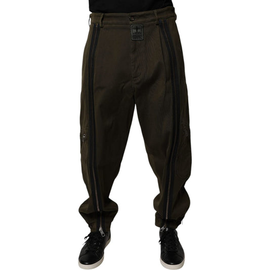 Dolce & Gabbana Dark Brown Cotton Jogger Cargo Pants PAN75174-52